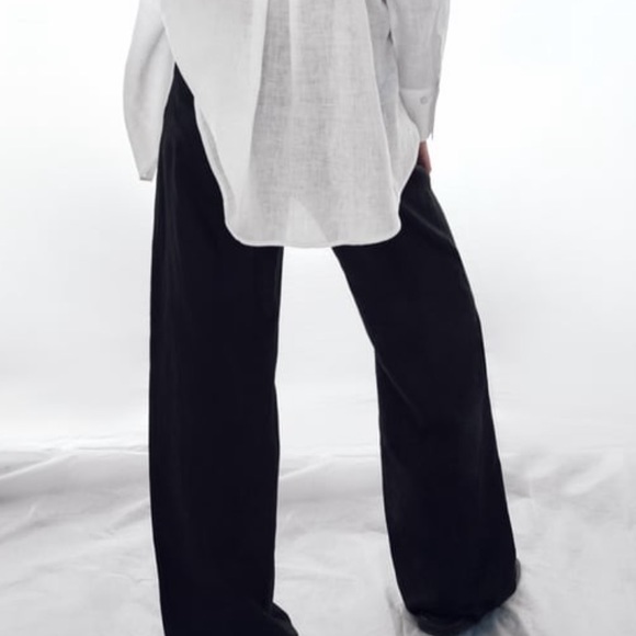 Zara new WIDE LEG LINEN PANTS - Picture 4 of 6